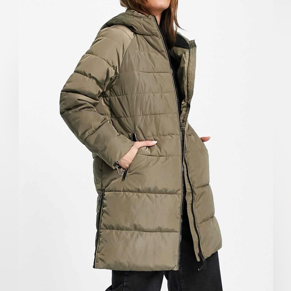 Vero Moda Olive Khaki Hooded Puffer Coat